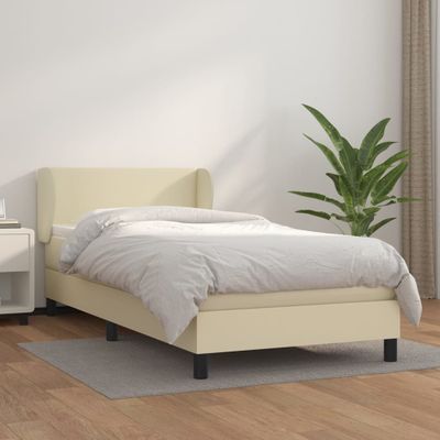vidaXL Boxspring posteľ s matracom krémová 100x200 cm umelá koža