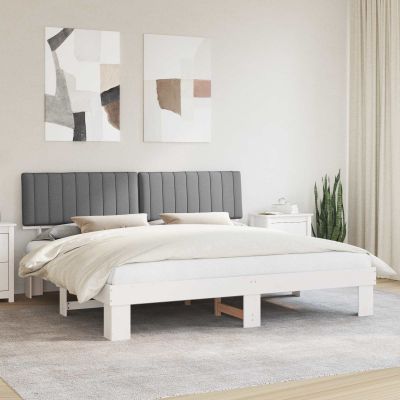 vidaXL Rám postele s čalúneným čelom Svetlosivá 200 x 200 cm