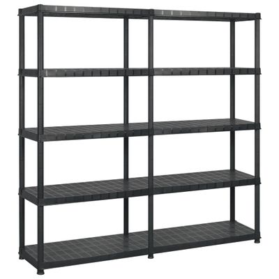 vidaXL Regál s 5 úložnými poličkami čierny 183x45,7x185 cm plastový