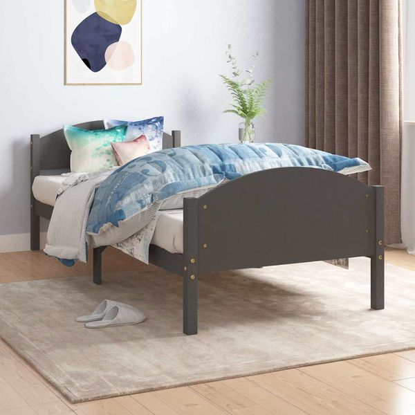 vidaXL Posteľný rám tmavosivý borovicový masív 90x200 cm