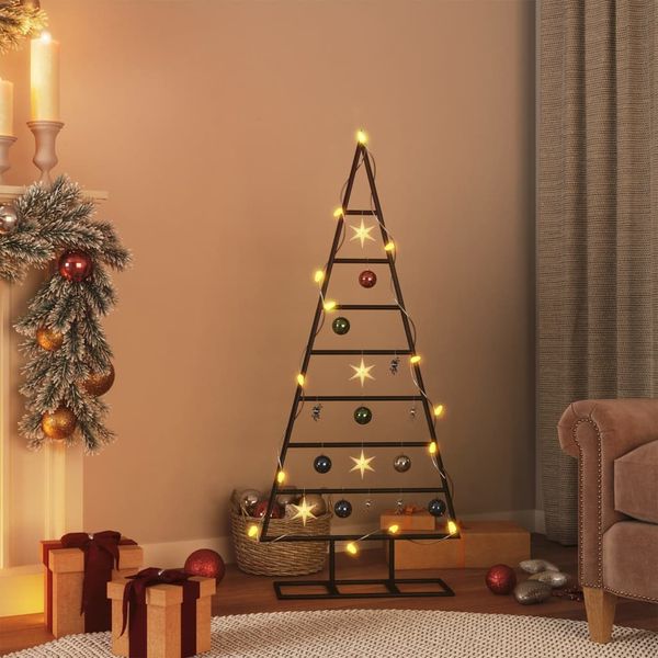 vidaXL Kovový vianočný dekoratívny stromček čierny 125 cm