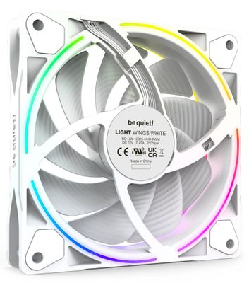 Be quiet! / ventilátor Light Wings White / 120mm / PWM / high speed / 3-kus / biela Ventilátor, 120mm, Rifle ložisko, 4pin PWM, 31dBA, ARGB podsvietenie, high-speed, biela, 3ks