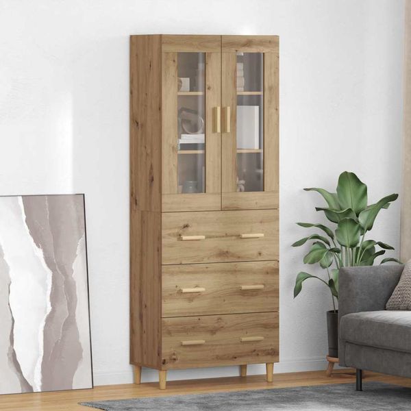 vidaXL Highboard so zásuvkou Remeselný dub 69,5 x 34 x 180 cm