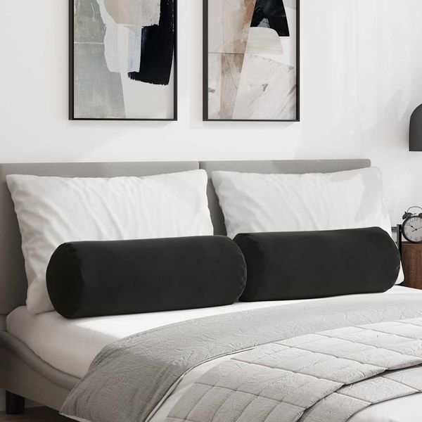 vidaXL Podložkové vankúše 2 pcs Čierna Ø 25 x 70 cm Kordúrová tkanina