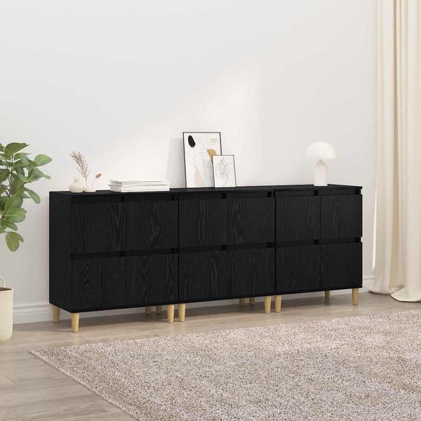 vidaXL Komody 3 pcs Čierny dub 60 x 35 x 70 cm Kompozitné drevo