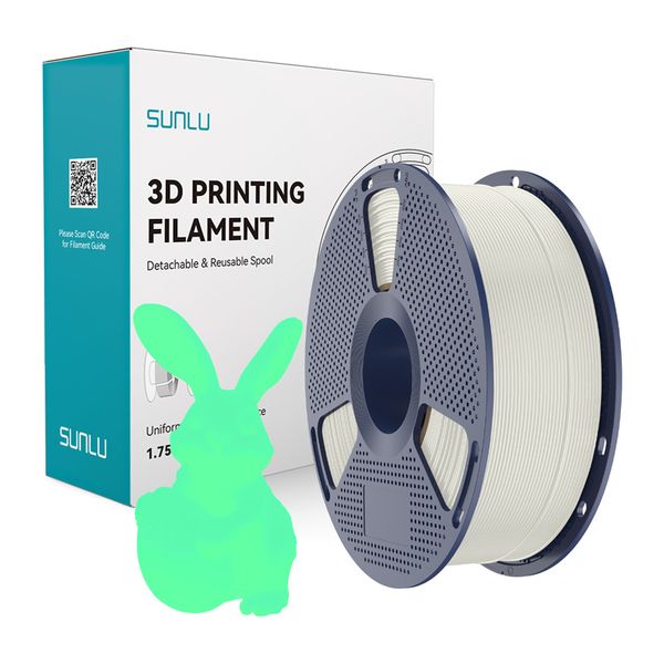 Filament Sunlu PLA svietiaci v tme (biely a zelený)