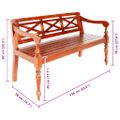 vidaXL Lavička Batavia 123 cm mahagónový masív tmavohnedá