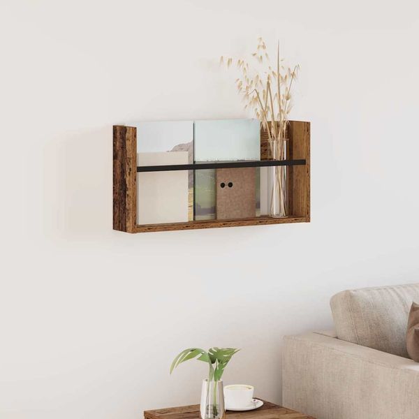 vidaXL Regál na časopisy Staré drevo 60 x 12 x 30 cm Kompozitné drevo