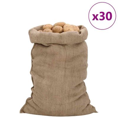 vidaXL Jutové vrecia 30 ks 60x105 cm 100 % juta 340 gsm