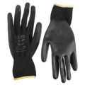 Rukavice pracovné z polyesteru polomáčané v polyuretáne GLOVE PE-PU 11, čierne, veľkosť 11 SIXTOL