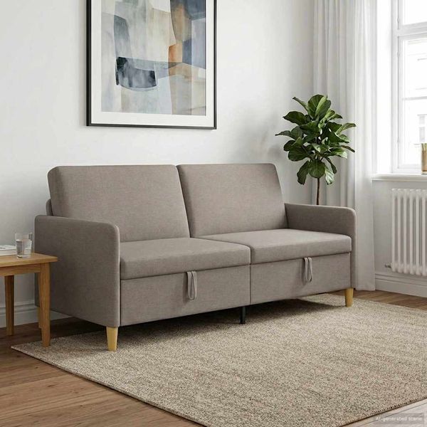 vidaXL Sofa s úložným priestorom Sivohnedá 192 x 78 x 87 cm Polyester