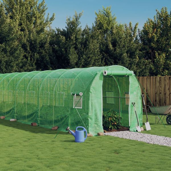 vidaXL Fóliovník s oceľovým rámom zelený 20 m² 10x2x2 m