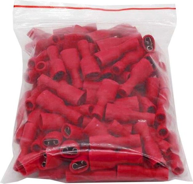 Faston-zd. 6,3 mm červený, kábel 0,5-1,5 mm² plná izolácia, bal. 100 ks