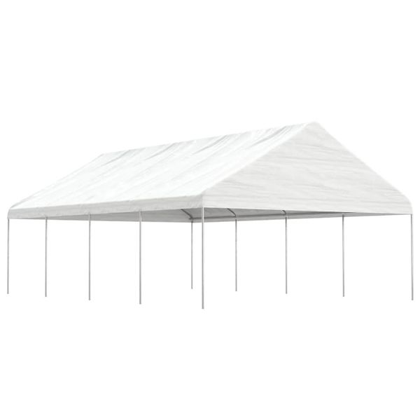 vidaXL Altánok so strechou, biely 8,92x5,88x3,75 m, polyetylén