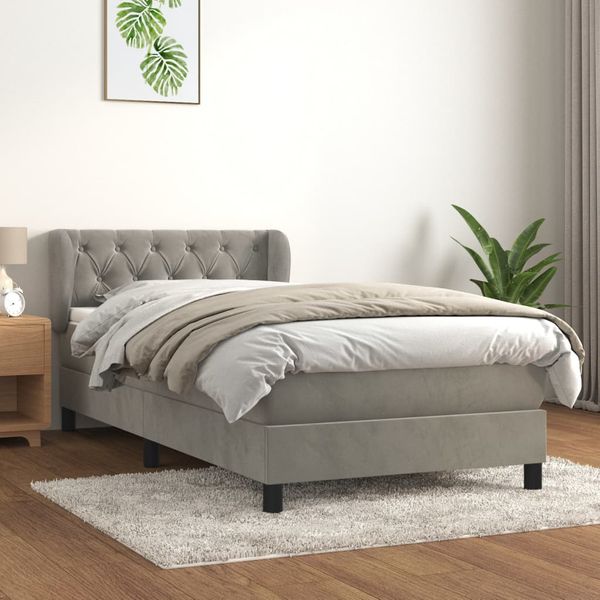 vidaXL Posteľný rám boxsping s matracom bledosivý 80x200 cm zamat