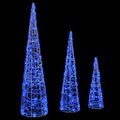 vidaXL Vianočný stromček 3 ks 90 LED Modrá 20 x 20 x 80 cm Akryl