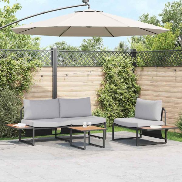 vidaXL Záhradný jedálenský set 3 pcs Svetlosivá Oceľ