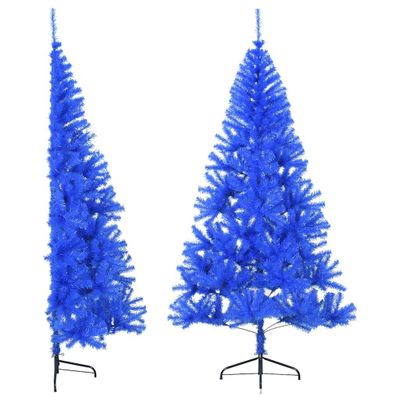 vidaXL Umelý vianočný polovičný stromček s podstavcom modrý 240cm PVC