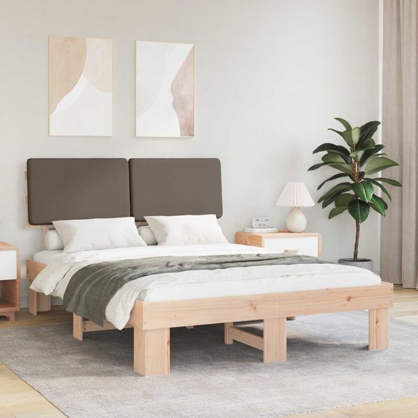 vidaXL Rám postele s čalúneným čelom Sivohnedá 140 x 190 cm
