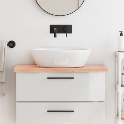 vidaXL Kúpeľňová doska bledohnedá 80x40x(2-4) cm ošetrený masív