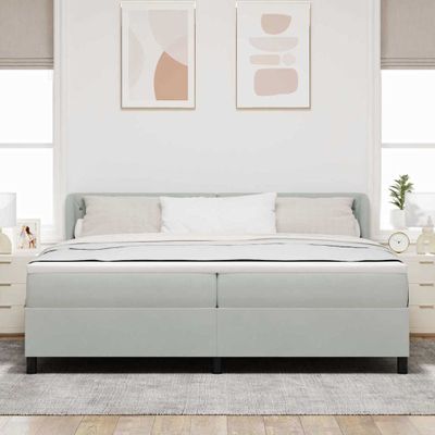 vidaXL Posteľ s pružinovým rámom Svetlosivá 200 x 200 cm Zamat