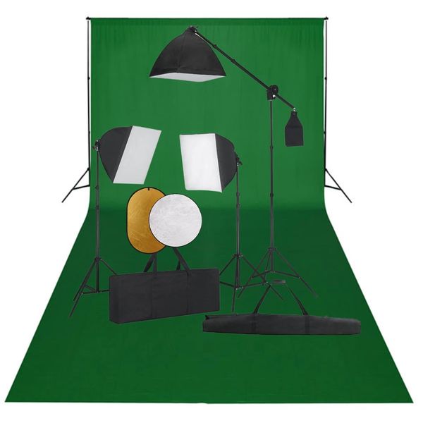 vidaXL Fotografické vybavenie so softboxami, pozadím a reflektorom