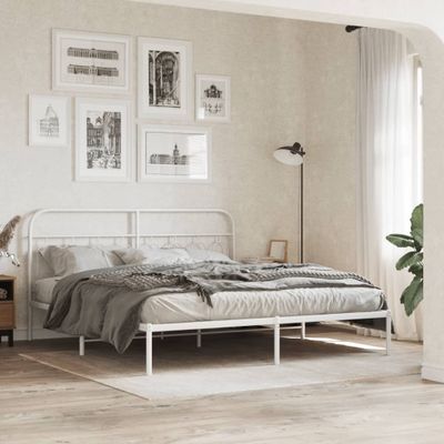 vidaXL Kovový rám postele s čelom biely 160x200 cm