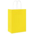 vidaXL Papierové tašky 250 ks s rúčkami, žlté, 15x8x21 cm
