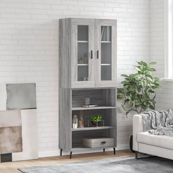 vidaXL Vysoká skrinka sivý dub sonoma 69,5x34x180 cm spracované drevo