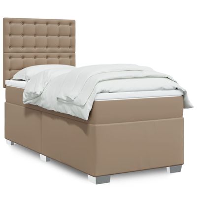 vidaXL Boxspring posteľ s matracom kapučínová 90x200 cm umelá koža