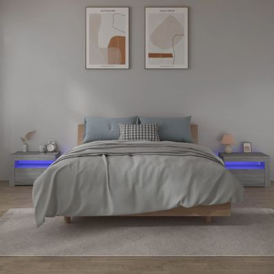 vidaXL Nočné stolíky 2 ks s LED, sivý dub sonoma 60x35x40 cm