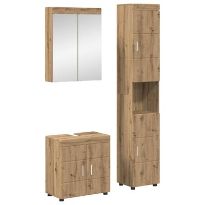 vidaXL Sada kúpeľňového nábytku TULUM 3 pcs Remeselný dub