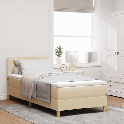 vidaXL Posteľ s pružinovým rámom s vankúšom Krémová 100 x 200 cm látka