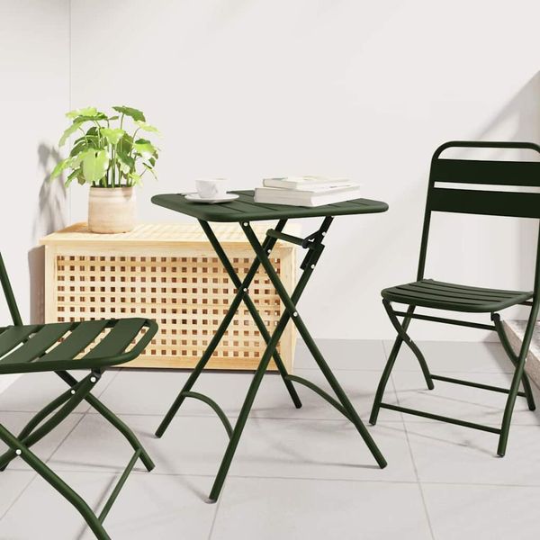 vidaXL Bistro stôl Tmavozelená 55 x 55 x 72,5 cm Práškovaná oceľ