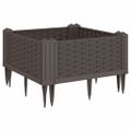 vidaXL Záhradný kvetináč s kolíkmi hnedý 42,5x42,5x28,5 cm PP