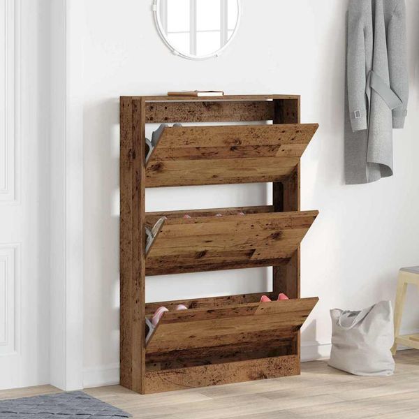 vidaXL Skriňa na topánky s poličkou Staré drevo 80 x 21 x 125,5 cm
