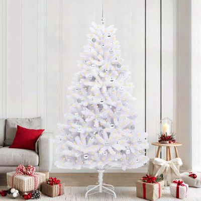 vidaXL Umelý Sklápací Vianočný Stromček Biela 240 cm PVC a oceľ
