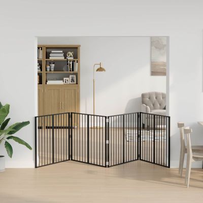 vidaXL Psia brána 4 pcs Čierny 100 x 80 cm Pozinkovaná oceľ