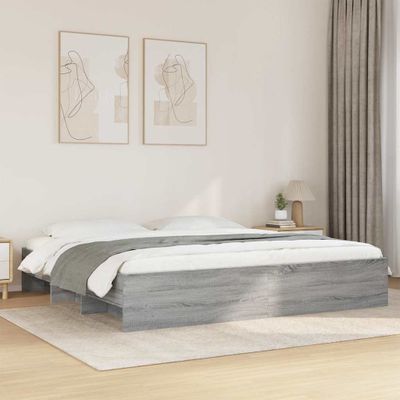 vidaXL Posteľný rám sivý dub sonoma 200x200 cm kompozitné drevo