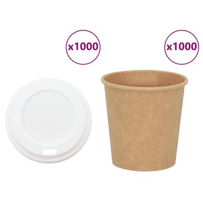vidaXL papierové šálky na kávu s viečkom 1000 ks 4oz 100ml