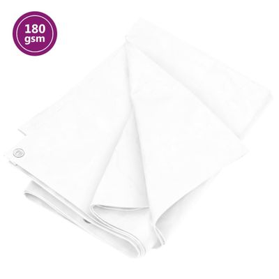 vidaXL Plachta 180 g/m² 6x8 m biela HDPE