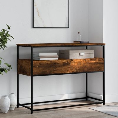 vidaXL Konzolový stolík dymový dub 100x40x75 cm kompozitné drevo