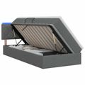 vidaXL LED úložná posteľ s matracom Tmavosivá 90 x 190 cm Látka