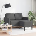 vidaXL 2-miestna pohovka s ležadlom v tvare L, tmavosivá, 125 cm, ľanová