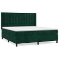 vidaXL Posteľný rám boxsping s matracom tmavozelený 160x200 cm zamat