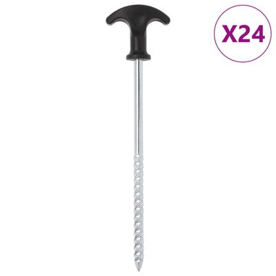 vidaXL Stanové kolíky 24 ks 20 cm Ø7 mm pozinkovaná oceľ