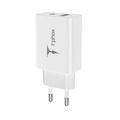 Wall charger t-phox speedy usb-c 20W + usb 18W qc 3.0 white
