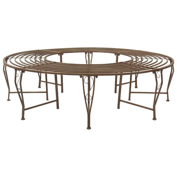 vidaXL Stromová lavička 8-Počet miest Ø 160 x 44 cm Oceľ Antik hnedá