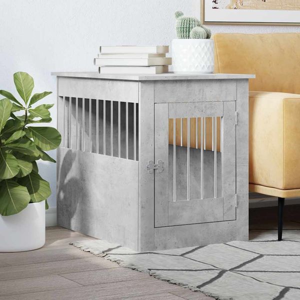 vidaXL Nábytková prepravka pre psa betónovo sivá 55x80x68cm komp.drevo