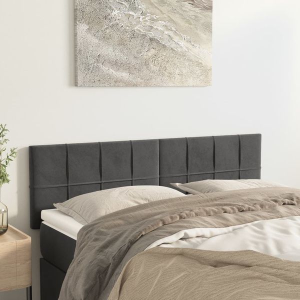 vidaXL Čelá postele 2 ks tmavosivé 72x5x78/88 cm zamat